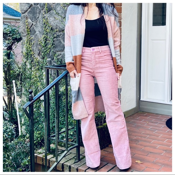 Retro chic wide leg rose corduroy pants - Picture 7 of 10